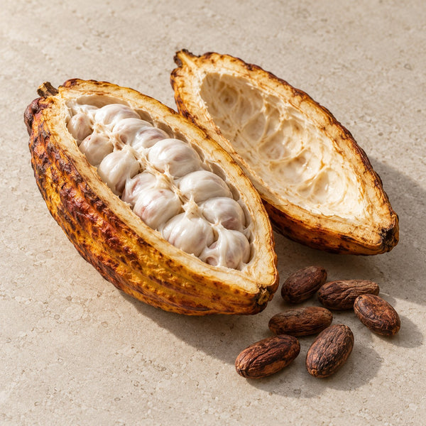 Cocoa pod and beans